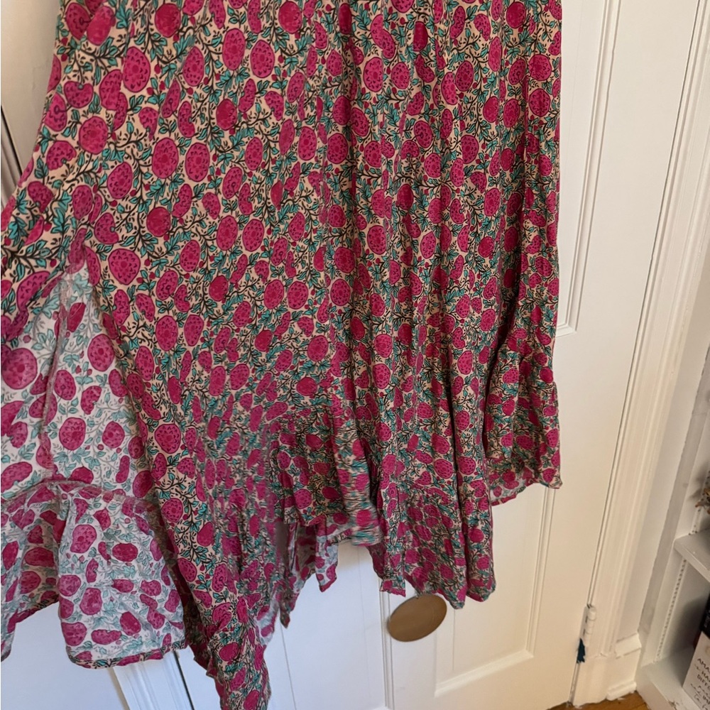 NATURAL LIFE Pink and Green Floral Midi Skirt